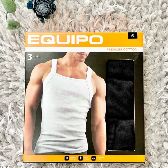 New with tags 3pack EQUIPO PREMIUM COTTON TANKS Black size Small - Picture 1 of 3